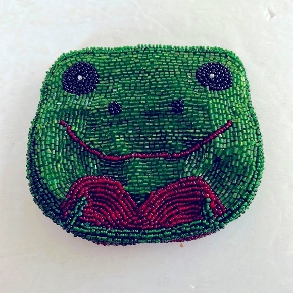 Vintage Beaded Frog Change Purse - Picture 1 of 4